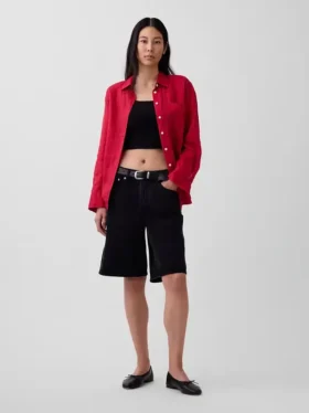 Oversized overhemd van 100% linnen