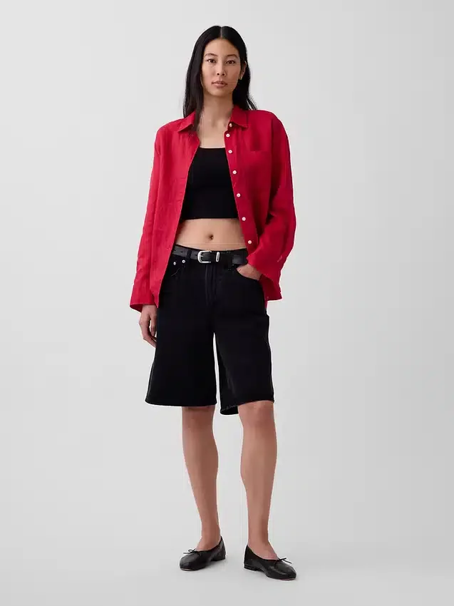 Oversized overhemd van 100% linnen