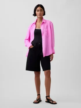 Oversized overhemd van 100% linnen