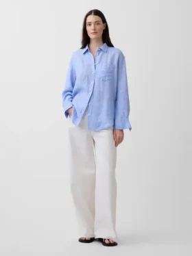 Oversized overhemd van 100% linnen