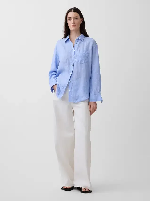 Oversized overhemd van 100% linnen
