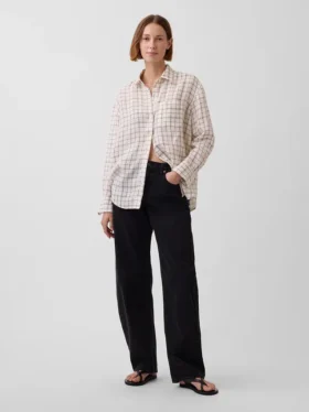 Oversized overhemd van 100% linnen