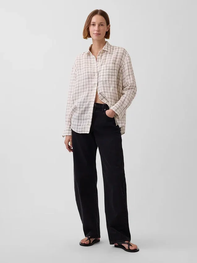 Oversized overhemd van 100% linnen