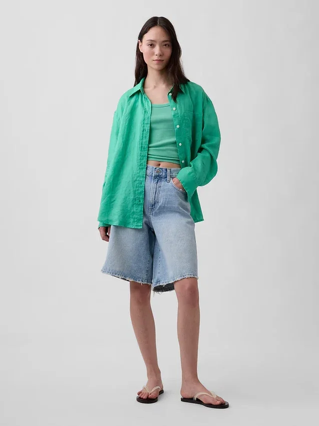 Oversized overhemd van 100% linnen