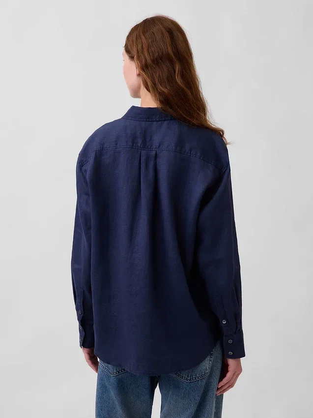 Oversized overhemd van 100% linnen