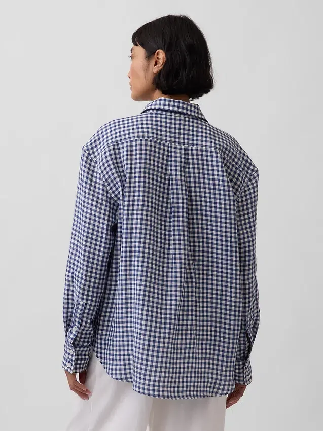 Oversized overhemd van 100% linnen