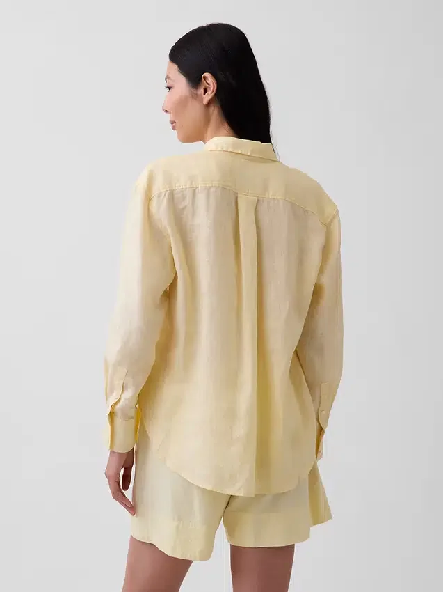 Oversized overhemd van 100% linnen