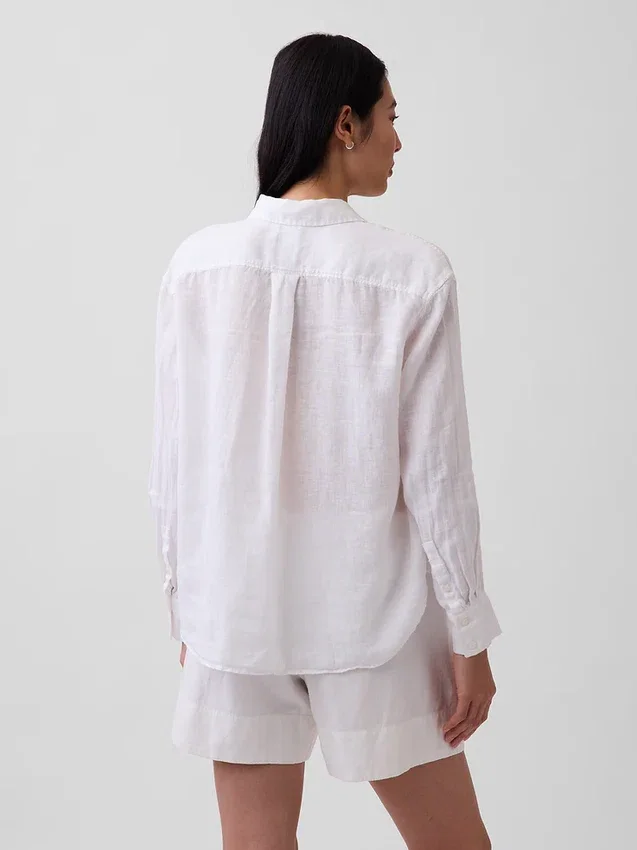 Oversized overhemd van 100% linnen
