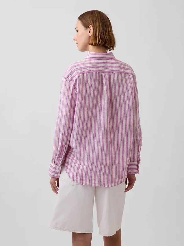 Oversized overhemd van 100% linnen