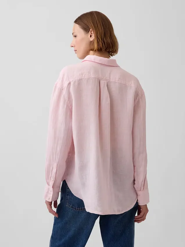 Oversized overhemd van 100% linnen