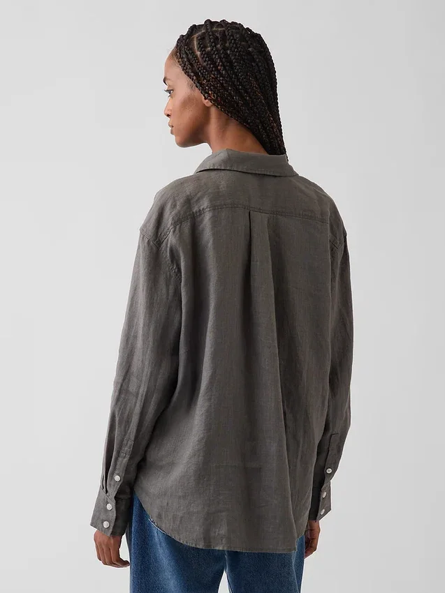 Oversized overhemd van 100% linnen