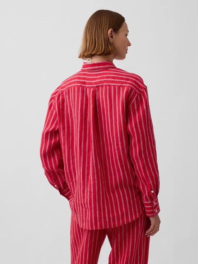 Oversized overhemd van 100% linnen