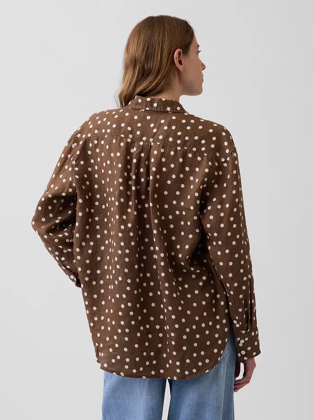 Oversized overhemd van 100% linnen