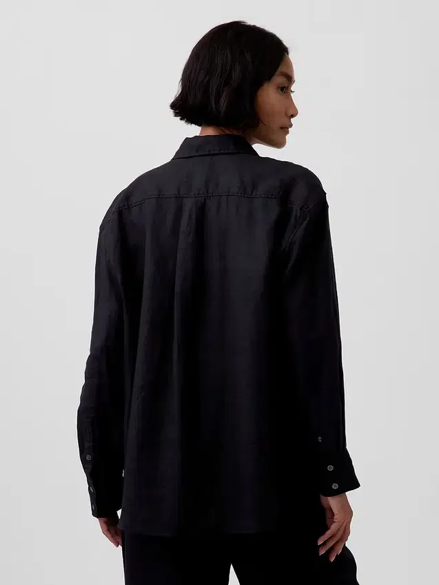 Oversized overhemd van 100% linnen