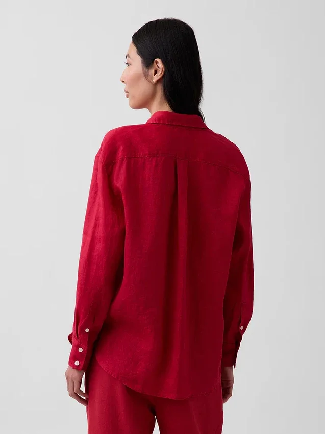 Oversized overhemd van 100% linnen