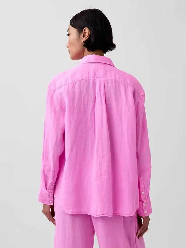 Oversized overhemd van 100% linnen