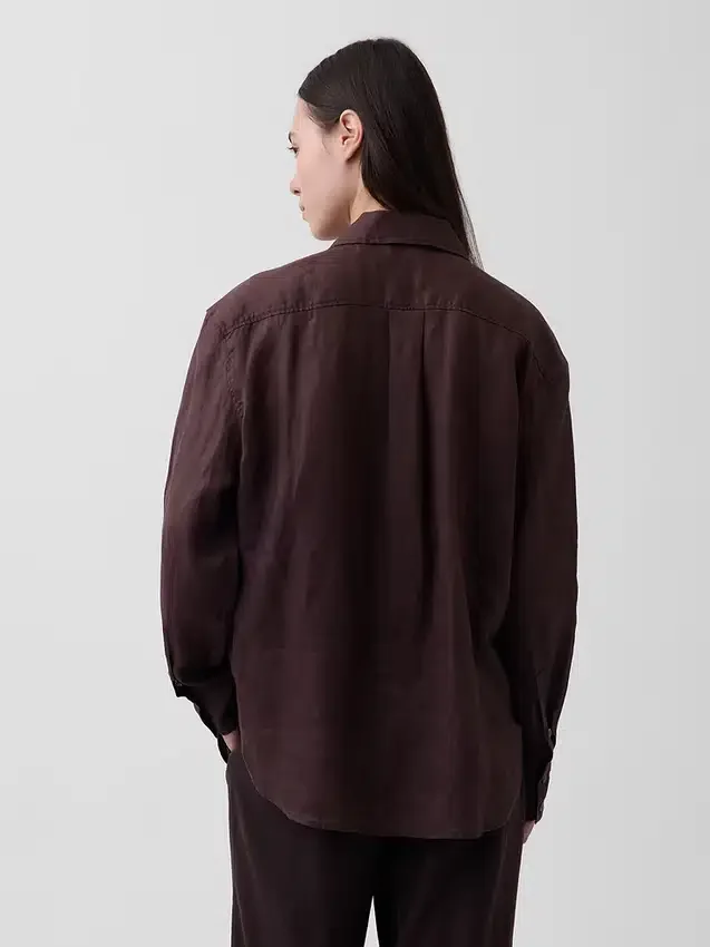 Oversized overhemd van 100% linnen