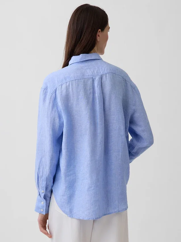 Oversized overhemd van 100% linnen