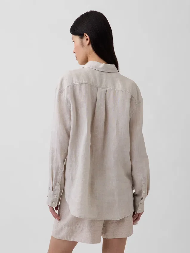 Oversized overhemd van 100% linnen
