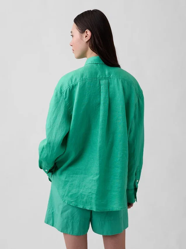 Oversized overhemd van 100% linnen