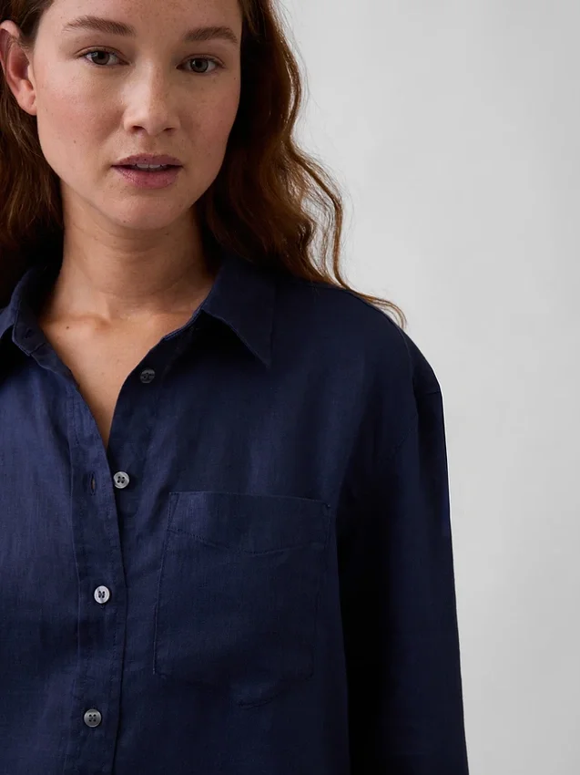 Oversized overhemd van 100% linnen
