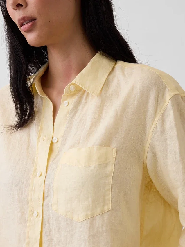 Oversized overhemd van 100% linnen