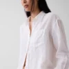 Oversized overhemd van 100% linnen