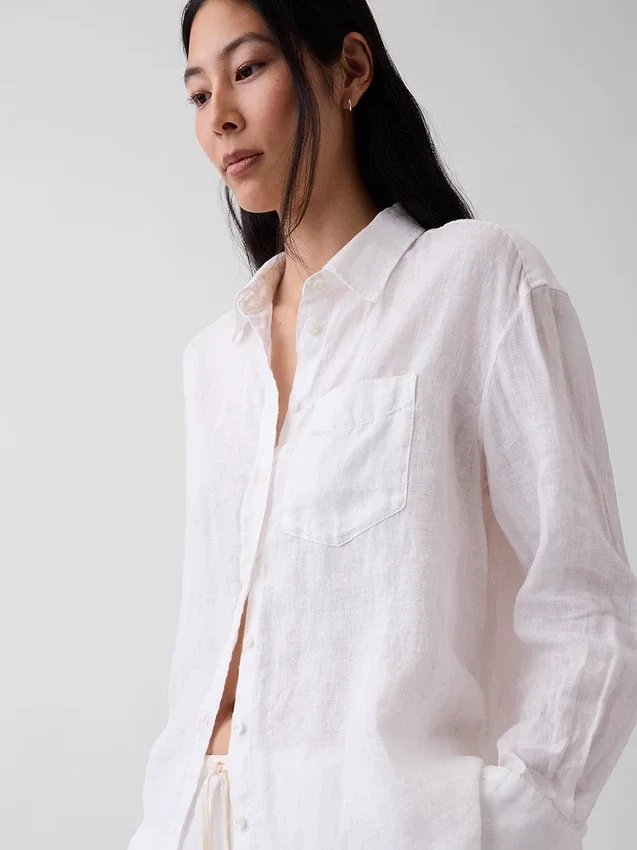 Oversized overhemd van 100% linnen