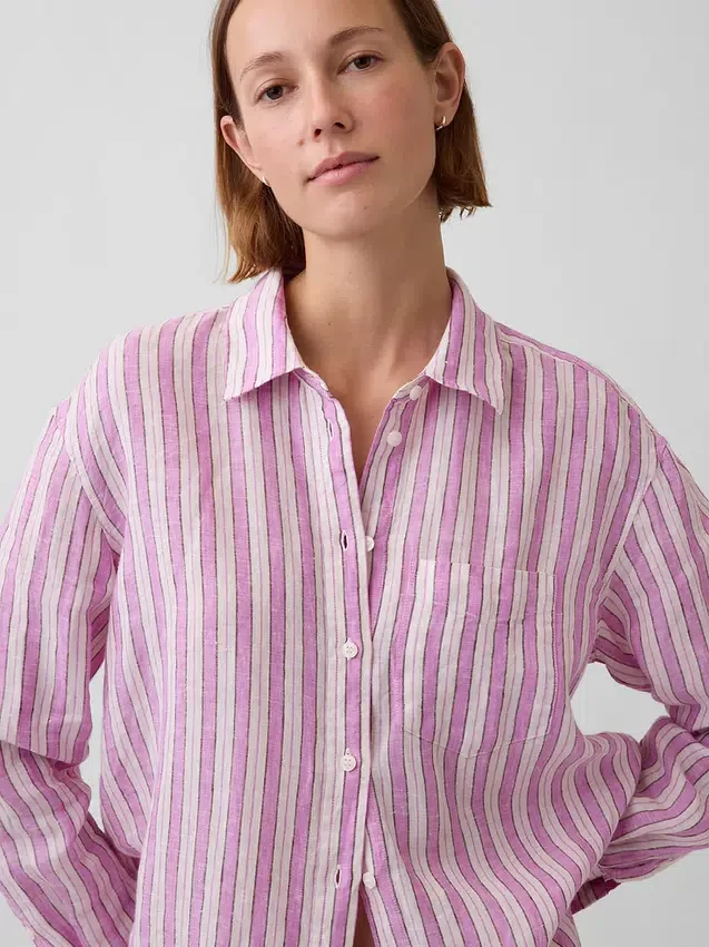 Oversized overhemd van 100% linnen