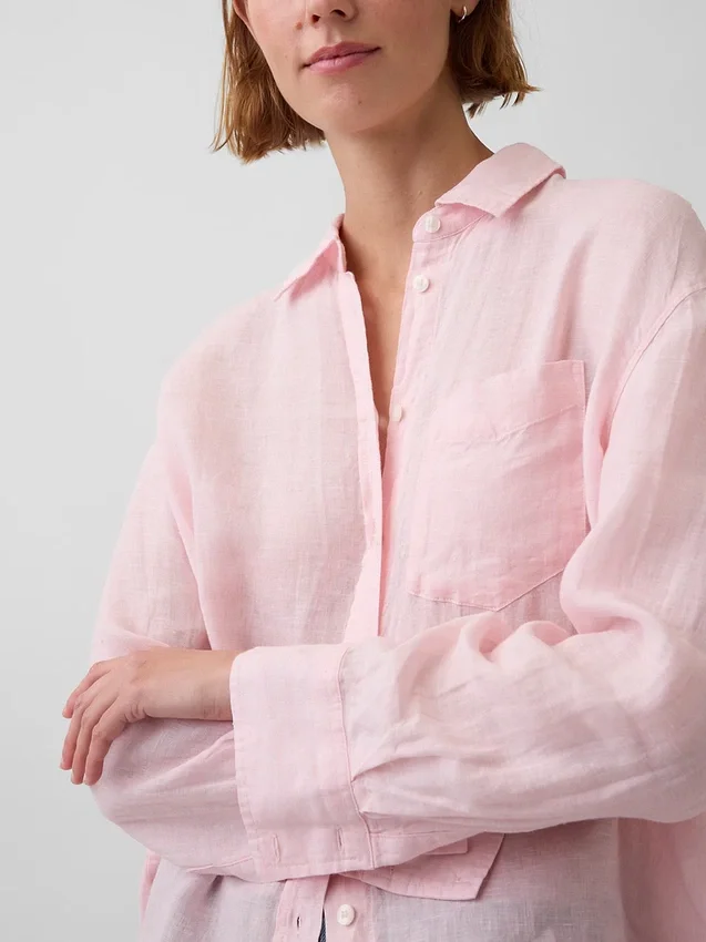 Oversized overhemd van 100% linnen