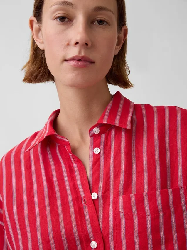 Oversized overhemd van 100% linnen