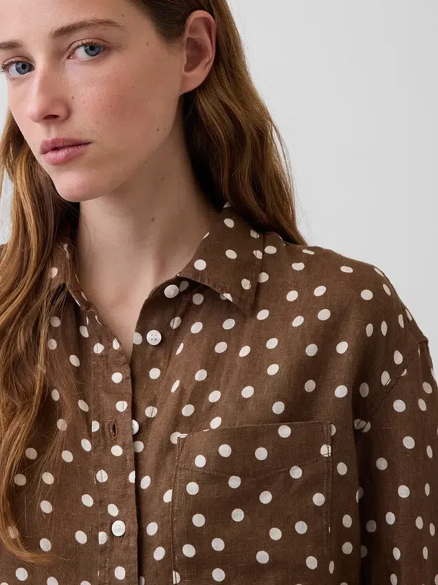 Oversized overhemd van 100% linnen