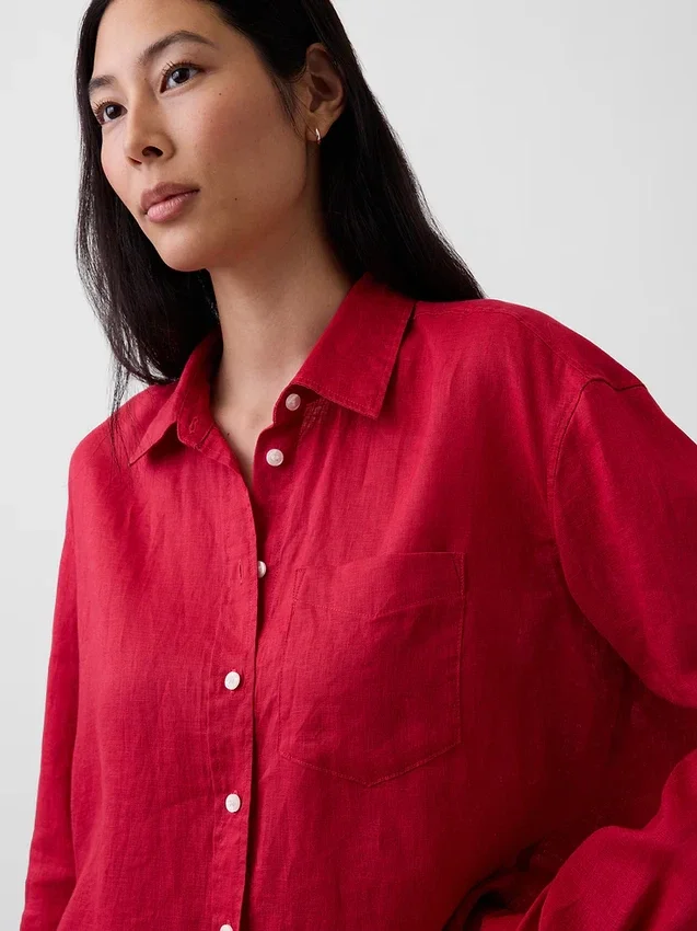 Oversized overhemd van 100% linnen