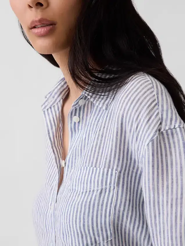 Oversized overhemd van 100% linnen