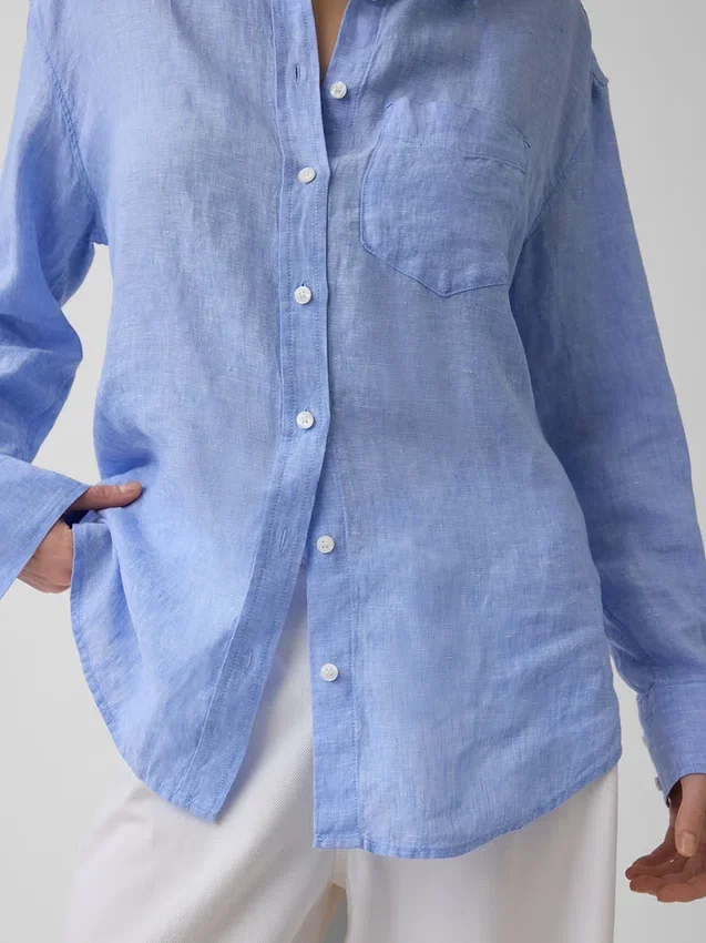 Oversized overhemd van 100% linnen