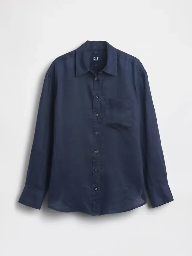 Oversized overhemd van 100% linnen