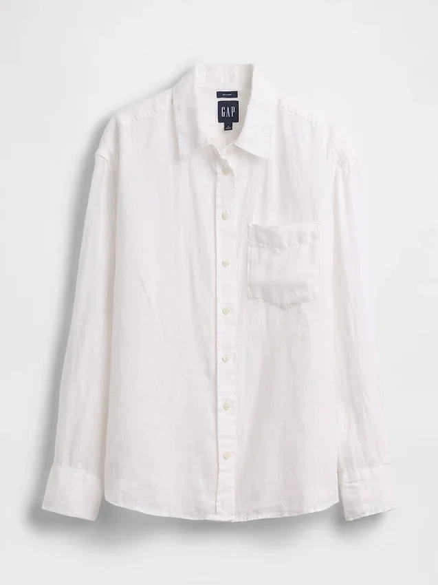 Oversized overhemd van 100% linnen