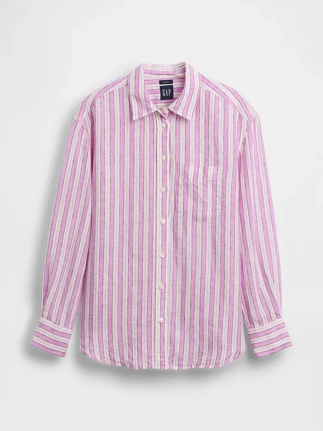 Oversized overhemd van 100% linnen
