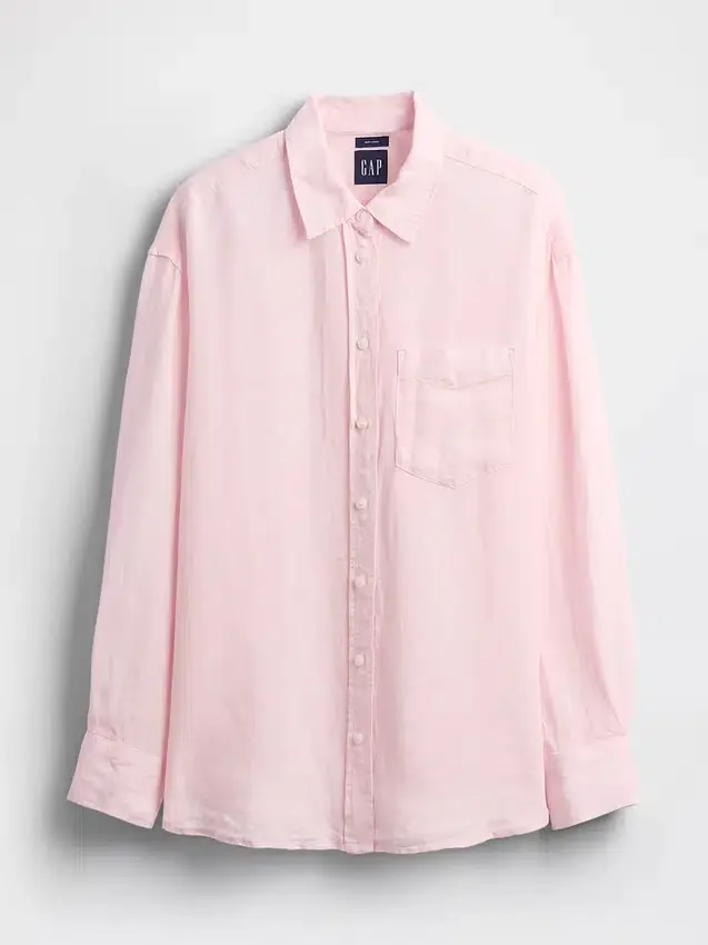 Oversized overhemd van 100% linnen