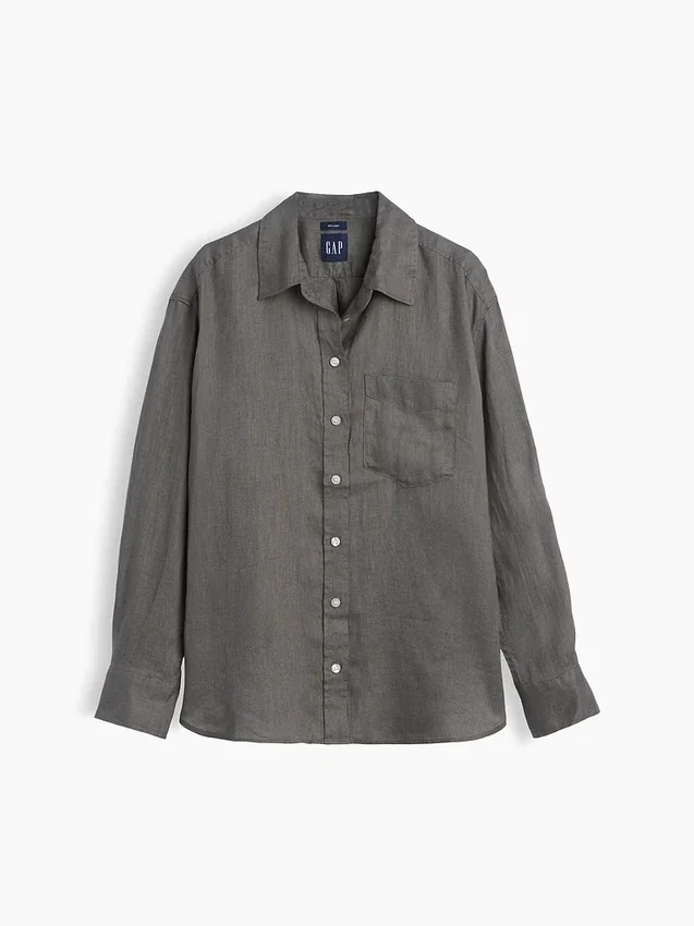 Oversized overhemd van 100% linnen