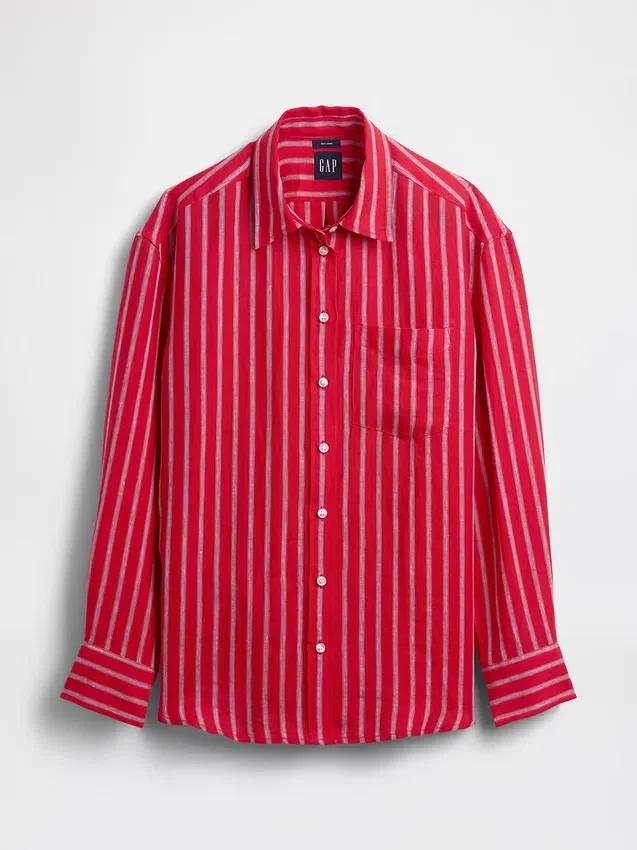 Oversized overhemd van 100% linnen
