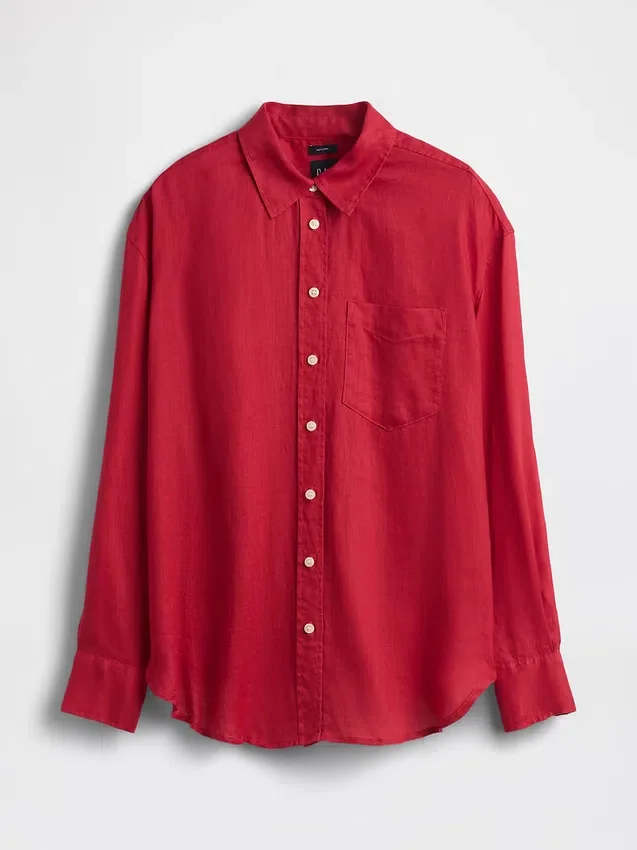 Oversized overhemd van 100% linnen