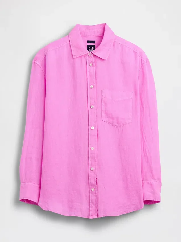 Oversized overhemd van 100% linnen