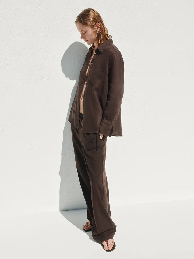 Oversized overhemd van 100% linnen