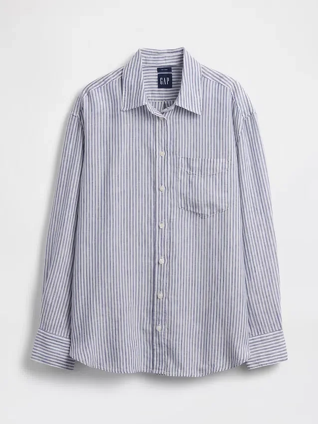 Oversized overhemd van 100% linnen