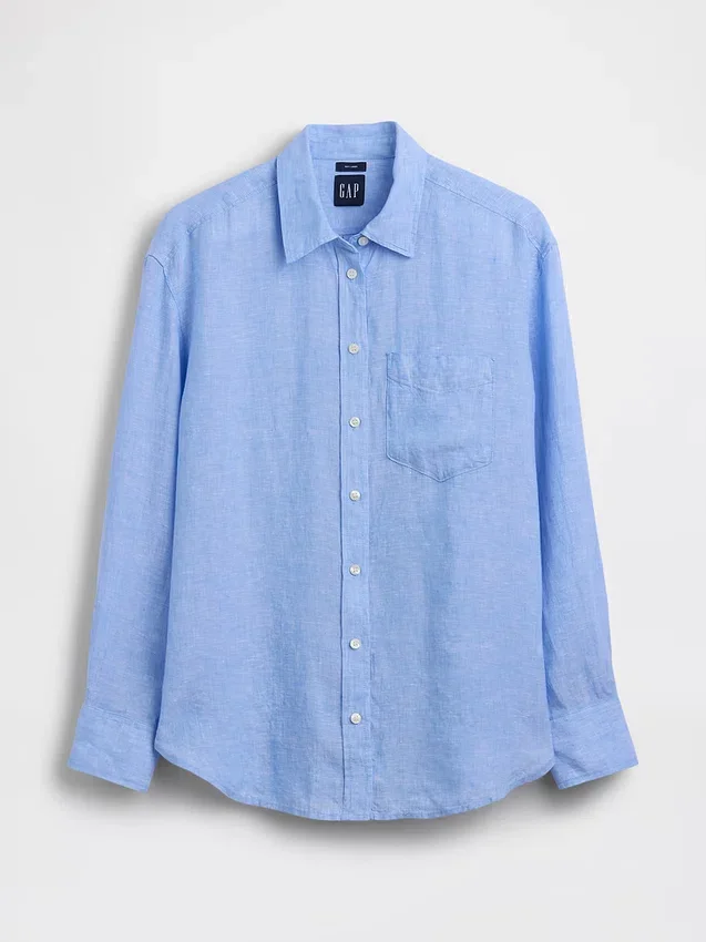 Oversized overhemd van 100% linnen
