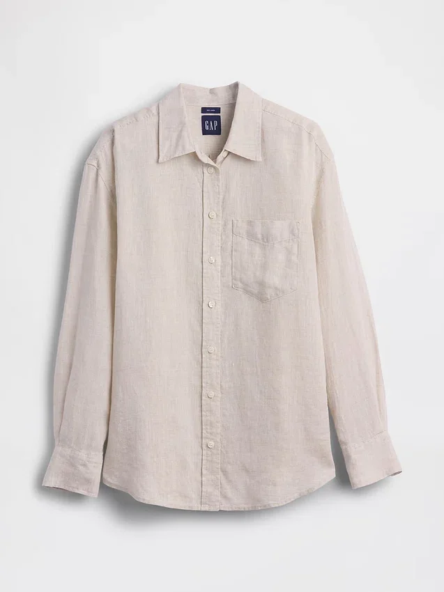 Oversized overhemd van 100% linnen