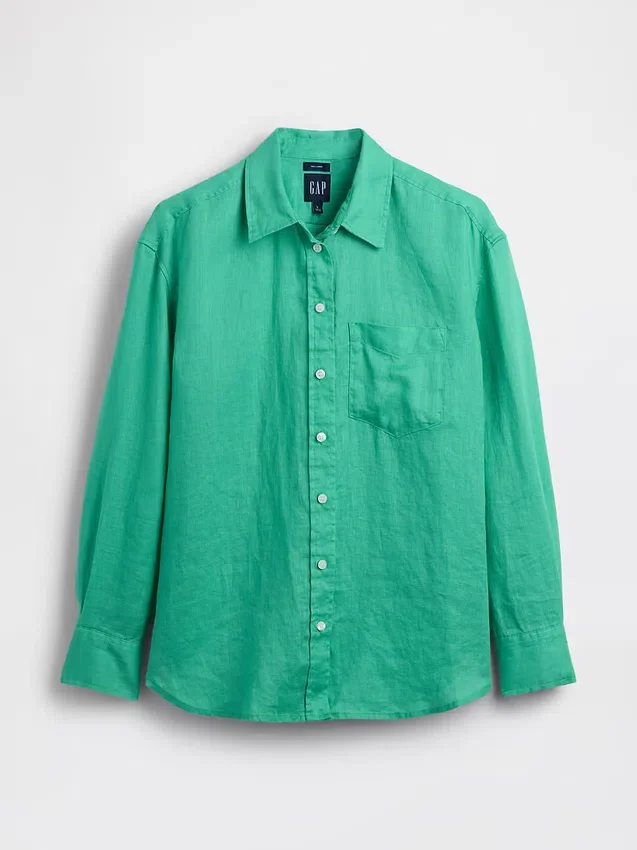 Oversized overhemd van 100% linnen