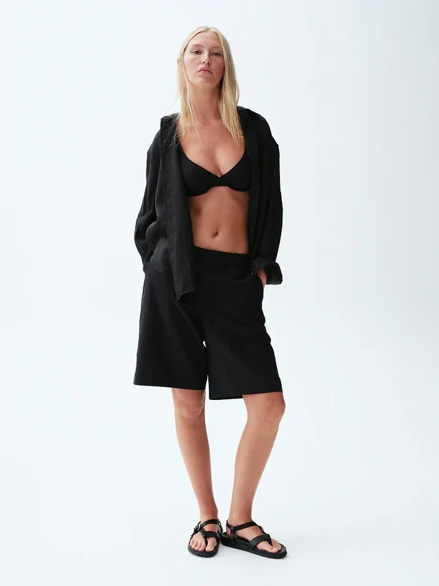 Oversized overhemd van 100% linnen
