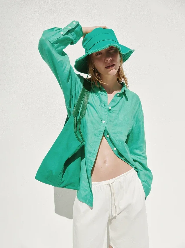 Oversized overhemd van 100% linnen